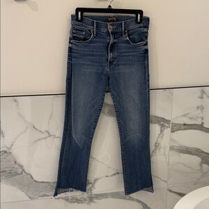 MOTHER Blue Ankle Jeans The Insider Crop Step Fray